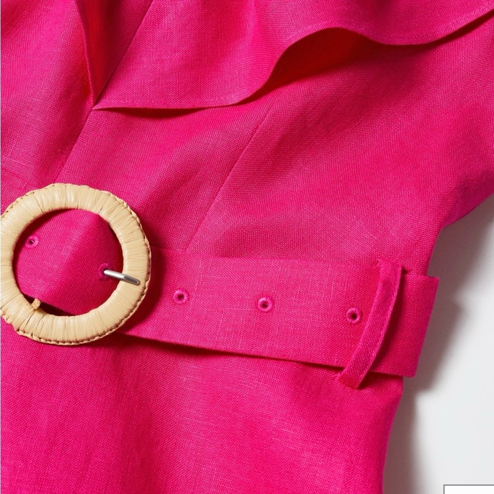 Mango Pink Linen Ruffled romper - Picture 3 of 6